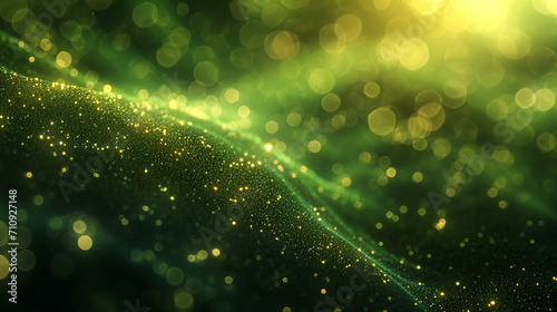 Abstract Green Digital Network Background with Bokeh Effect
