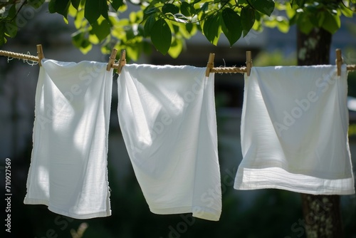 White textile drying on a rope