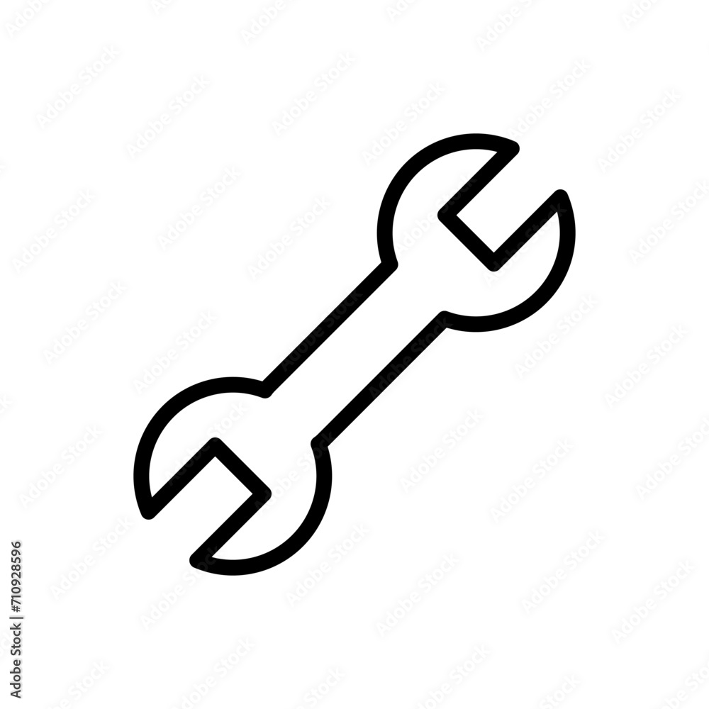 Vector black line icon construction wrench isolated on white background Vector black line icon construction wrench isolated on white background