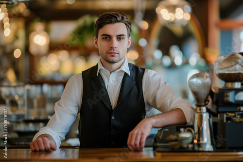 Professional barista at a modern cafe