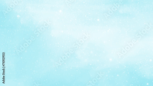 Abstract blue winter watercolor background. Sky pattern with snow. Light blue watercolour paper texture background. Vector water color design illustration