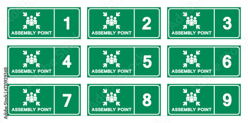 Set Of Assembly Point Symbol Sign, Vector Illustration, Isolated On White Background Label .EPS10