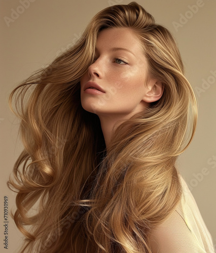 Beautiful woman with healthy shiny long hair photo