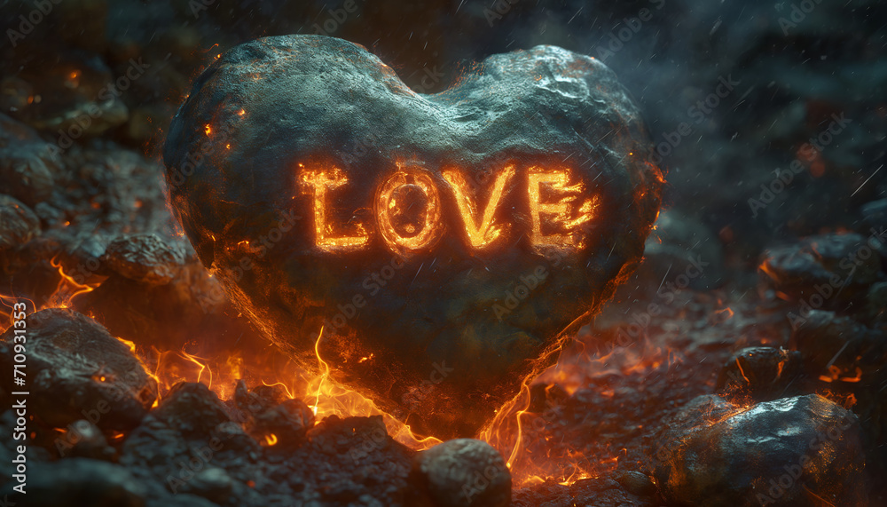 Glowing Heart in Embers: A Symbol of Passion and Love Glowing Heart in Embers: A Symbol of Passion and Love