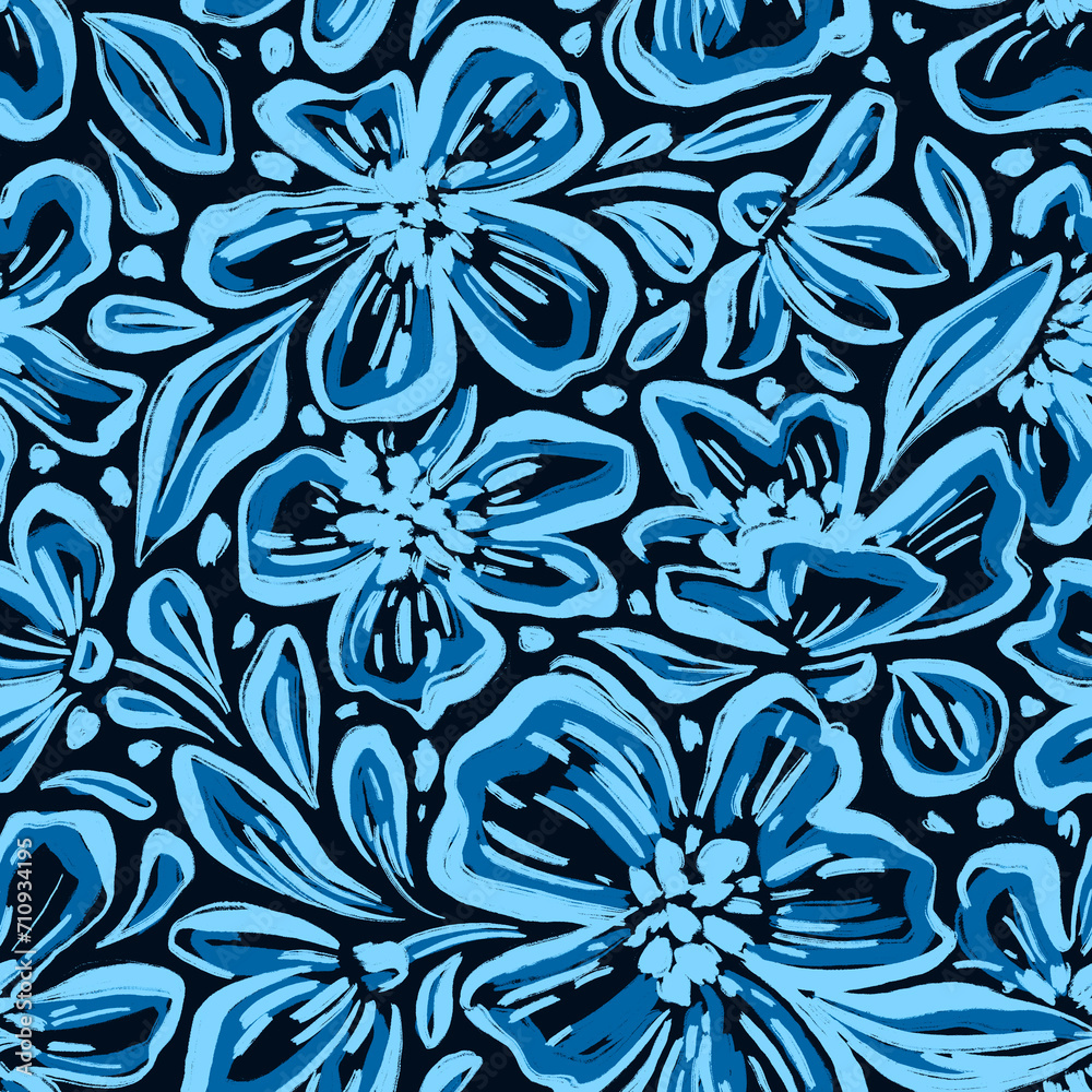 Seamless floral pattern. Design for wallpaper, fabric, wrapping paper, cover and more. Seamless floral pattern. Design for wallpaper, fabric, wrapping paper, cover and more.