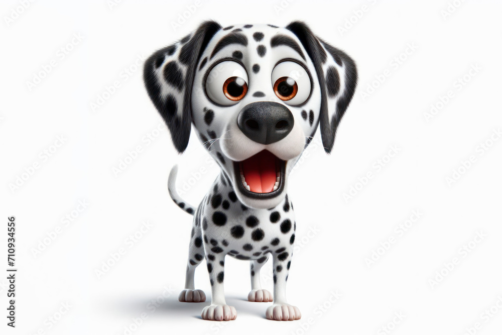 Full body Funny Portrait of surprised Dalmatian dog with Huge Eyes on solid white background. ai generative Full body Funny Portrait of surprised Dalmatian dog with Huge Eyes on solid white background. ai generative