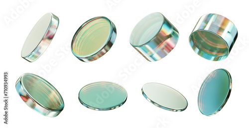 Cylinder crystal shape set isolated on white background 3d rendering without AI generated