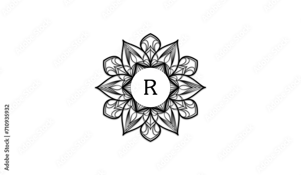 Luxury Retro Flower Alphabetical Logo Luxury Retro Flower Alphabetical Logo