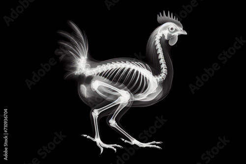 Xray of chicken isolated on black background. ai generative