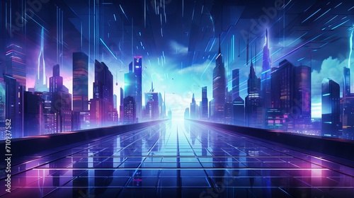 Ai is used to generate an abstract background for cyberpunk, as depicted in this illustration.