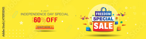 Shopping web digital sales offer deal discount banner design for Republic day of India. flat 60% off text design. photo