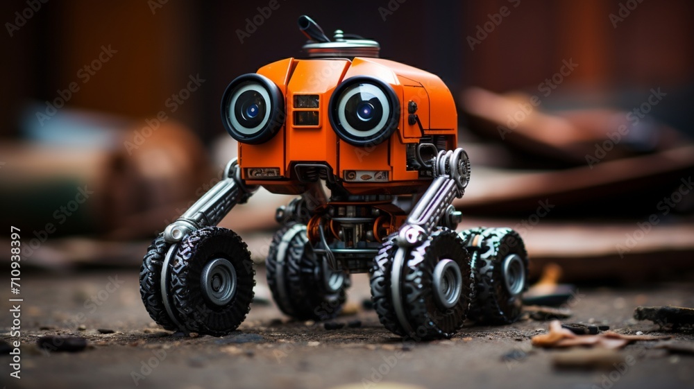 A joyous robotic entity at rest on oxidized metal, radiating happiness through its intricate mechanical features against the backdrop of rust -Generative Ai A joyous robotic entity at rest on oxidized metal, radiating happiness through its intricate mechanical features against the backdrop of rust -Generative Ai