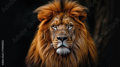 Close-Up of Lions Face on Black Background © BrandwayArt
