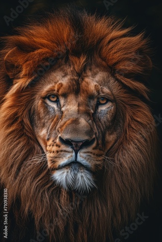 Close Up of Lions Face on Black Background © BrandwayArt