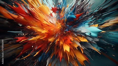 Chaos and colorful motion explode in abstract shapes.