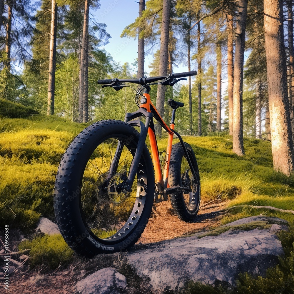 Fototapeta premium fat bike on a forest trail