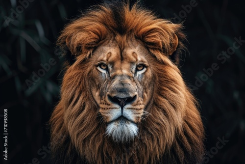 Close-Up of Lions Face on Black Background © BrandwayArt