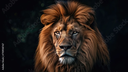 Lion portrait on dark background