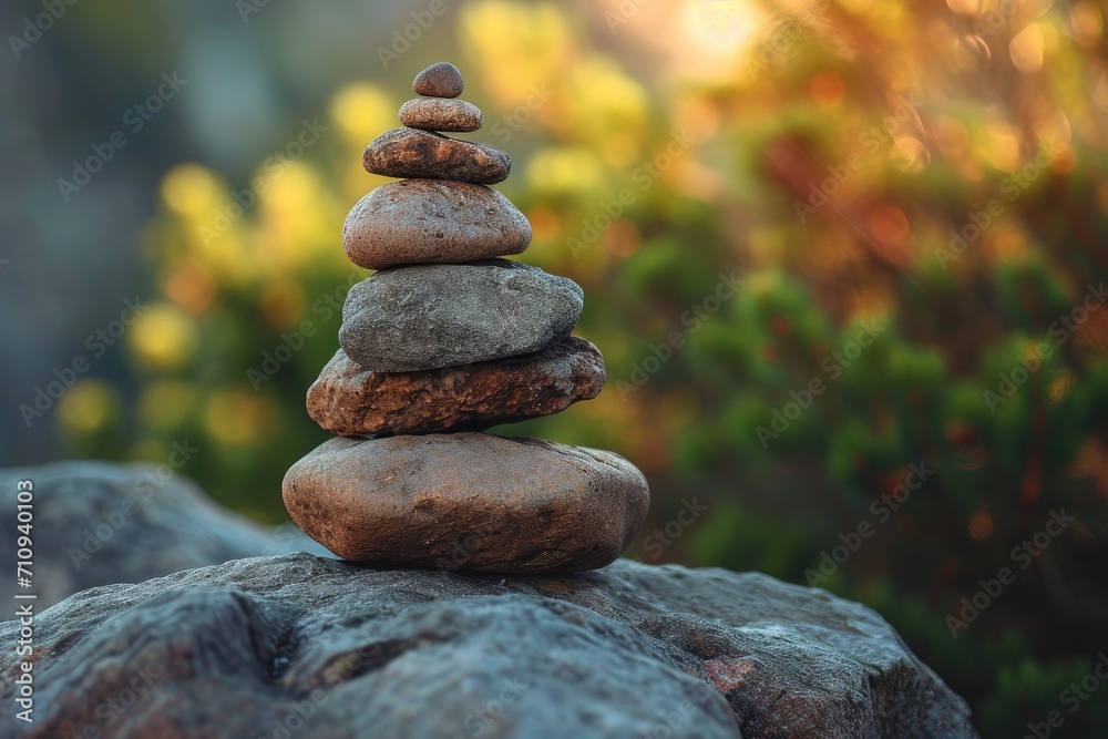 Stacked stones in natural scenery, zen style Stacked stones in natural scenery, zen style