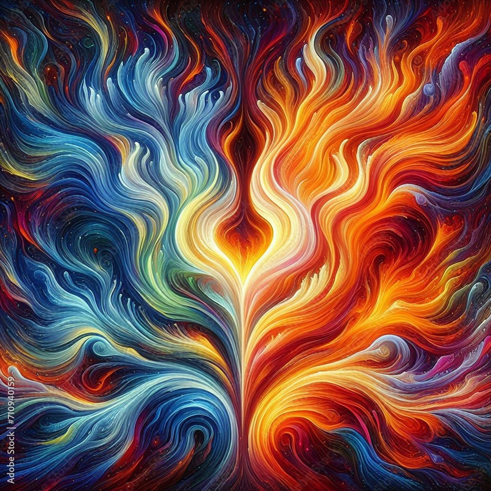 Obraz premium Twin flame couple. Soulmates. The concept of magical, esoteric, tantric, spiritual love. Connection between souls. Illustration for websites and much more. Created using generative ai tools.