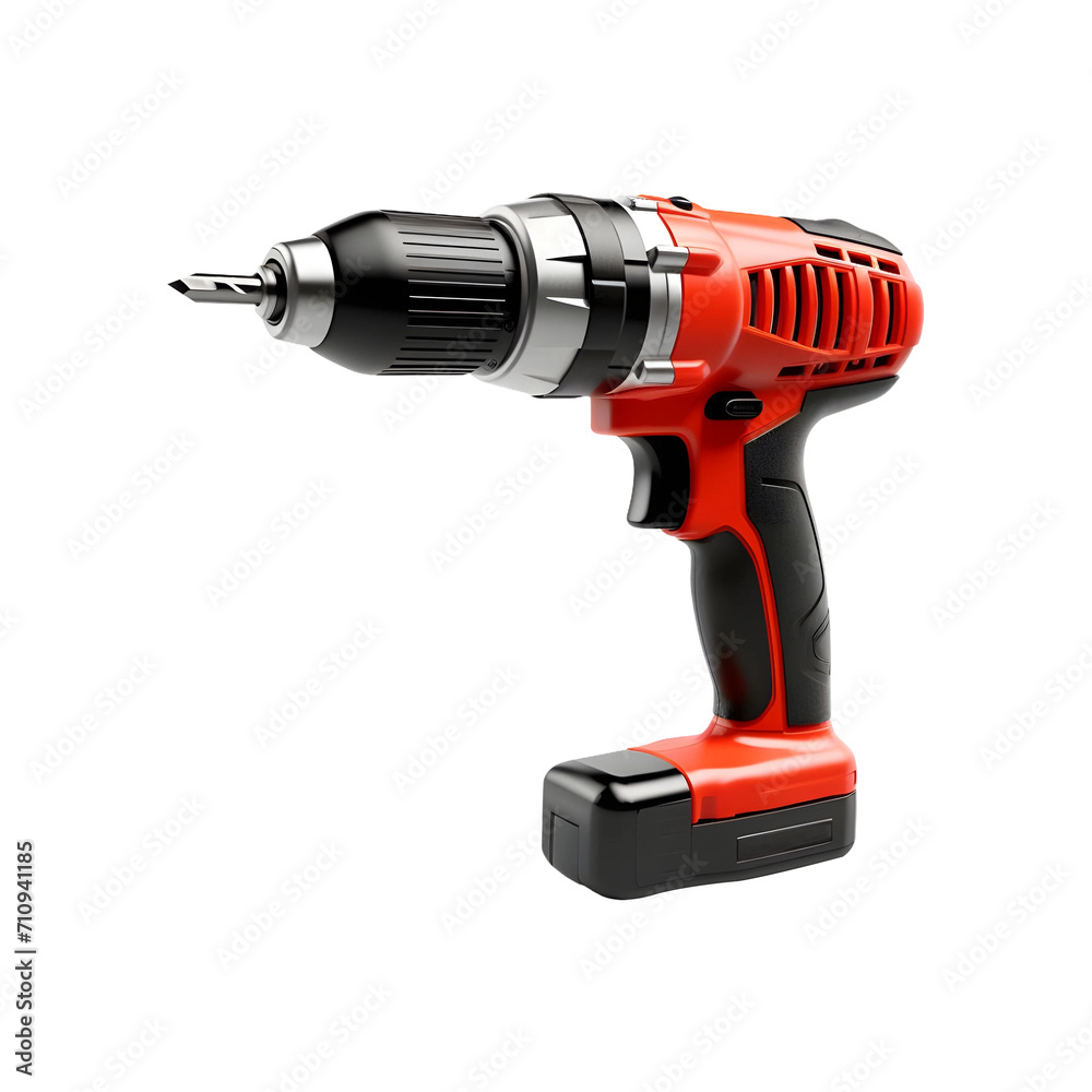 Cordless drill isolated on white and transparent background