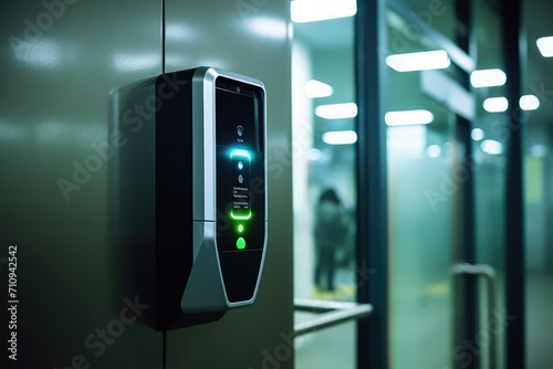 Eye print scan access control system machine, entrance door office photo