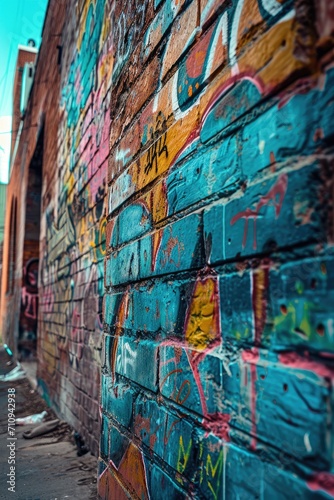Graffiti Adorns Brick Wall © BrandwayArt