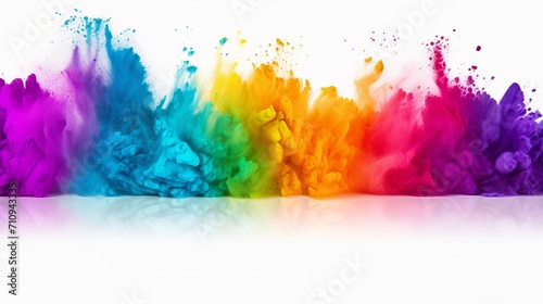A holi colored background is overlayed on a white background