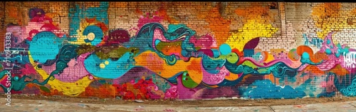 Wall with colorful graffiti in a brick building © BrandwayArt