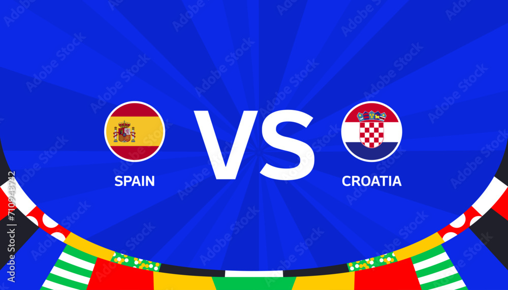 UEFA Euro Cup 2024 Spain vs Croatia. Vector illustration. Stock