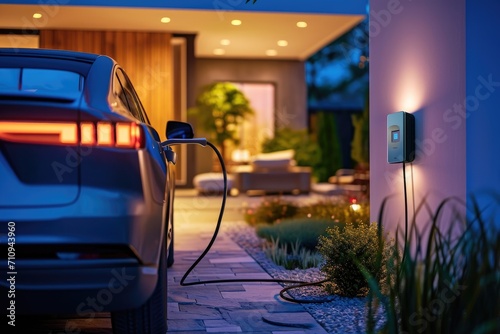 Electric car is being charg...