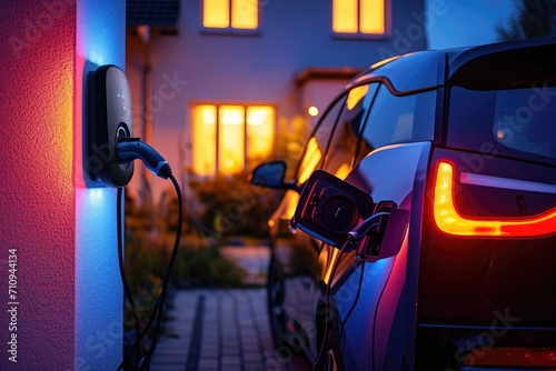Electric car is being charg...