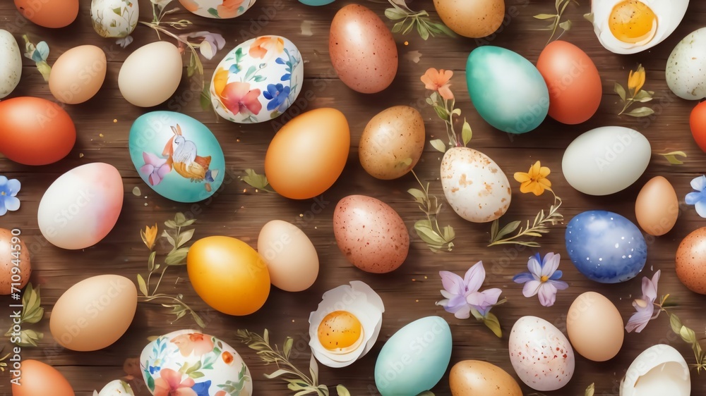 Easter's charm a serene sunrise, playful bunny, or intricate still life. Adorned with pastels, blossoms, and eggs, it captures the essence of family, tradition, and spring's beauty, generative AI Easter's charm a serene sunrise, playful bunny, or intricate still life. Adorned with pastels, blossoms, and eggs, it captures the essence of family, tradition, and spring's beauty, generative AI