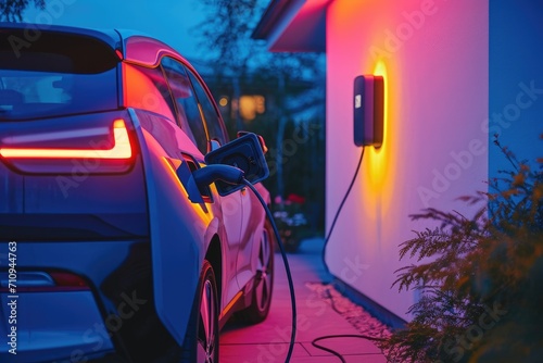 Electric car is being charg...