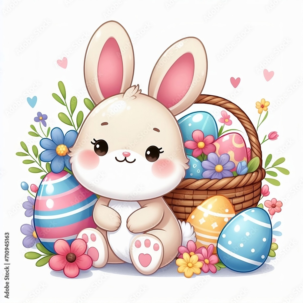 Easter bunny with easter eggs Easter bunny with easter eggs