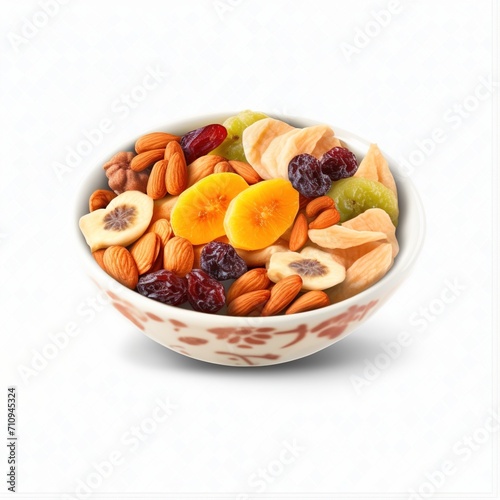 A bowl of mixed nuts and dried fruits