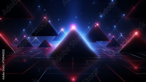 Neon laser lights are used to illustrate geometric shapes, making them great for backgrounds and wallpapers.