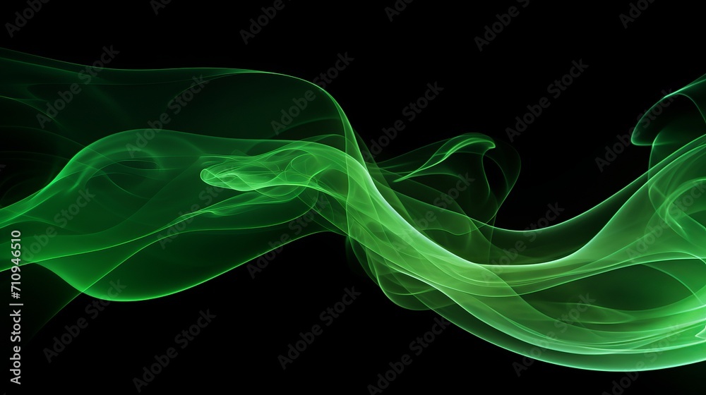 Smoke that is green and wavy on a black background Smoke that is green and wavy on a black background