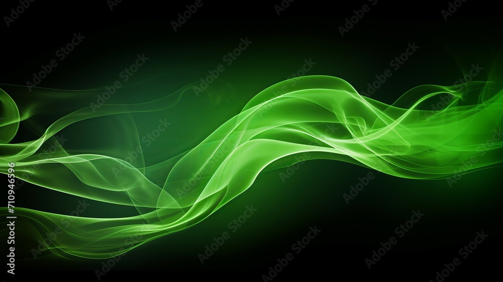 Fototapeta premium Smoke that is green and wavy on a black background