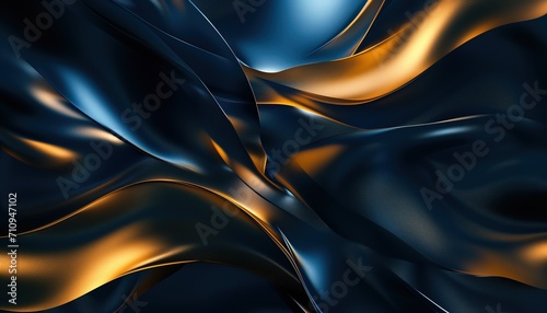3D abstract wallpaper. Three-dimensional dark golden and black background. golden wallpaper. Black and gold background © Andrei Hasperovich
