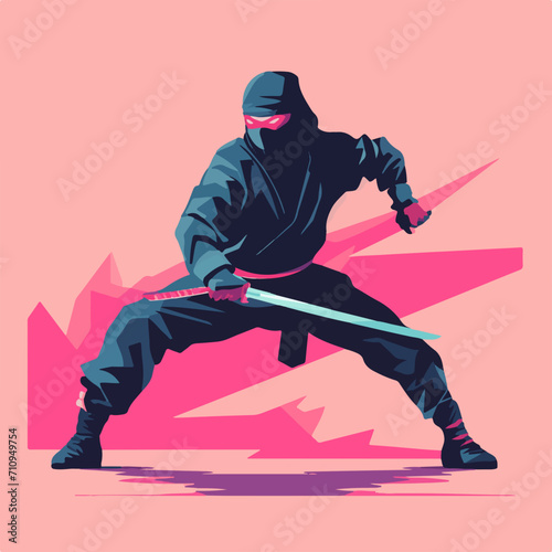 illustration of a ninja in action