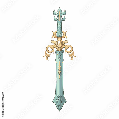 antique sword illustration, isolated on white