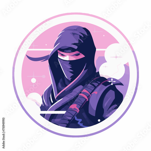 illustration of a ninja head, isolated on white