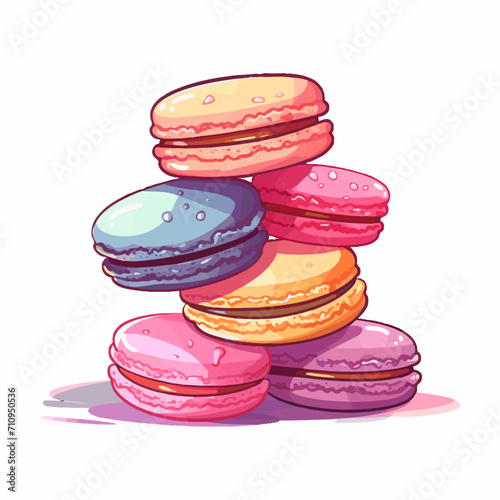 a stack of assorted colorful macarons with vibrant color, isolated on white