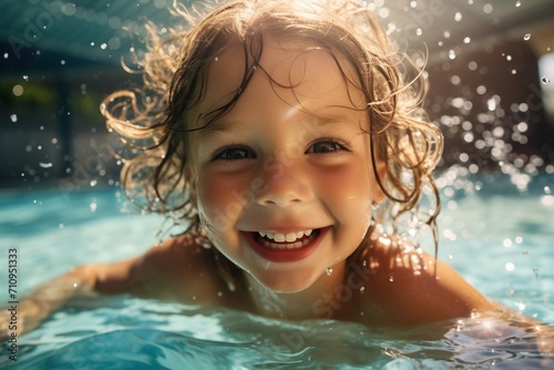 Ecstatic kid having fun in the swimming pool © duyina1990