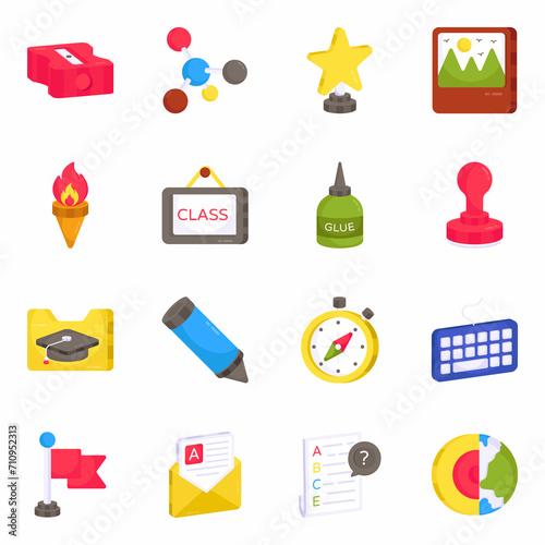Pack of Education and Study Flat Icons 

