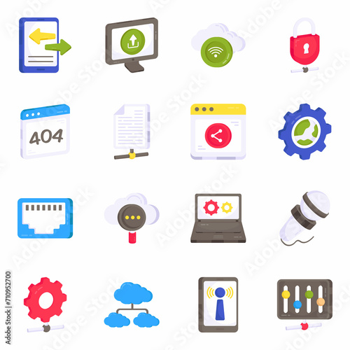 Pack of Communication and Media Flat Icons

