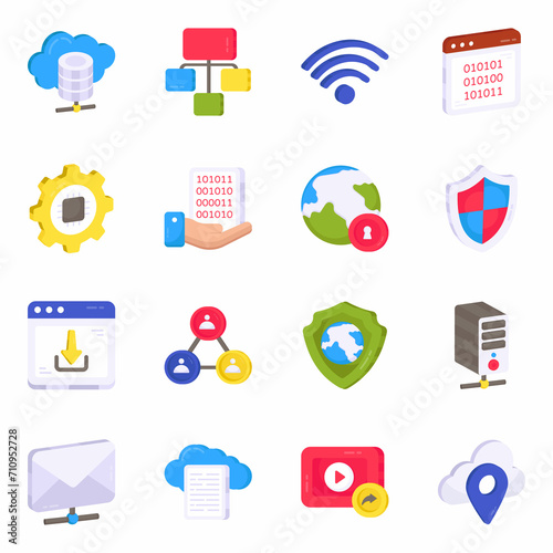 Pack of Network and Management Flat Icons

