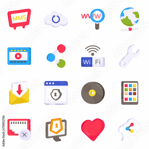 Pack of Network and Data Flat Icons

