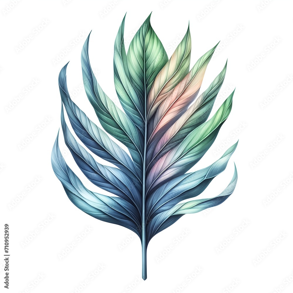 watercolor paint single tropic plant leaf isolated on white background watercolor paint single tropic plant leaf isolated on white background